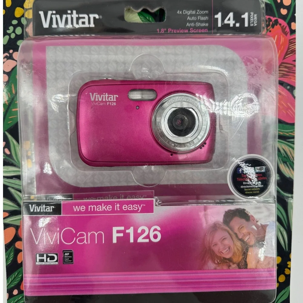 Vivitar ViviCam F126 Digital Camera Pink 14.1MP 1.8